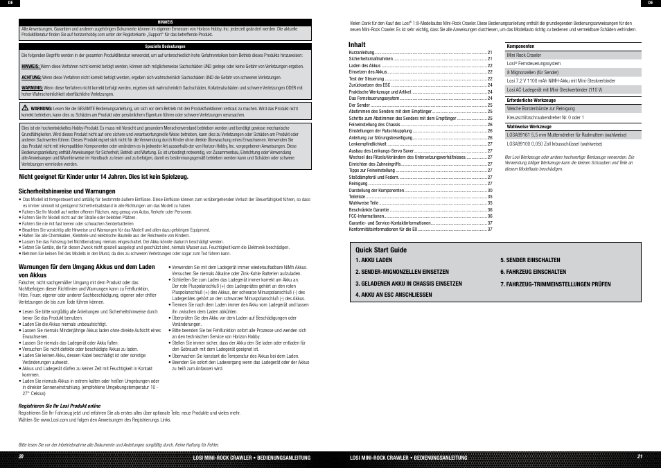 Quick start guide | Losi LOSB0222T3 Manual User Manual | Page 11 / 38