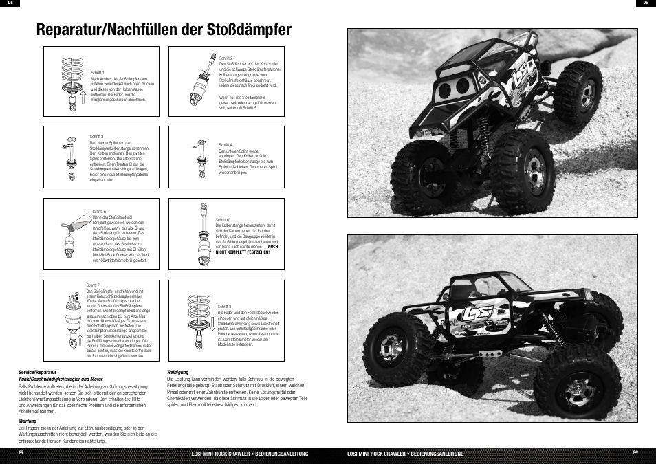 Reparatur/nachfüllen der stoßdämpfer | Losi LOSB0222T3 Manual User Manual | Page 15 / 38