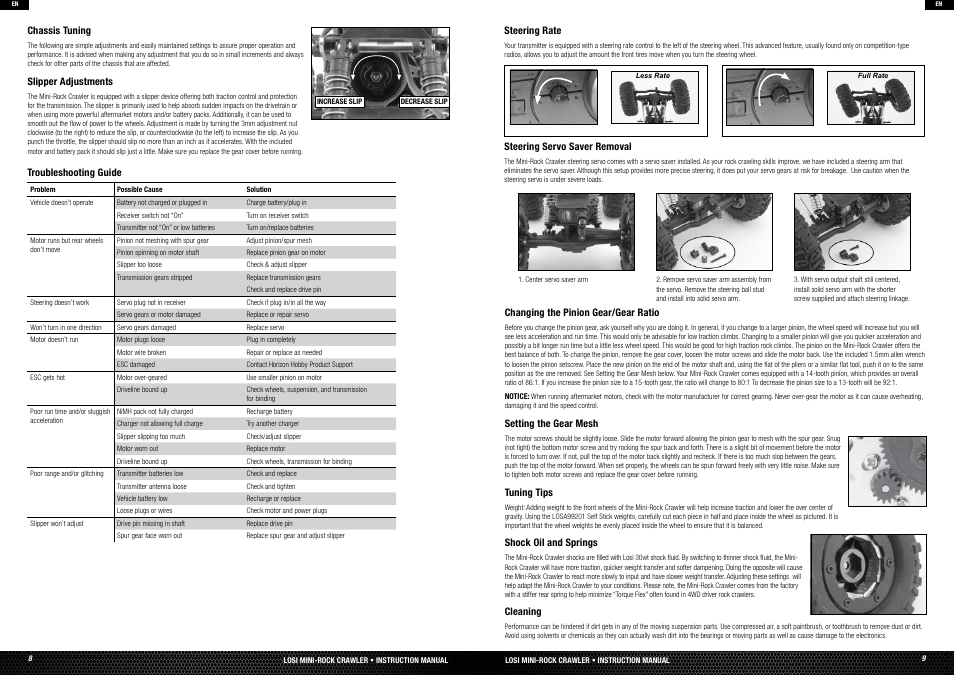 Troubleshooting guide | Losi LOSB0222T3 Manual User Manual | Page 5 / 38