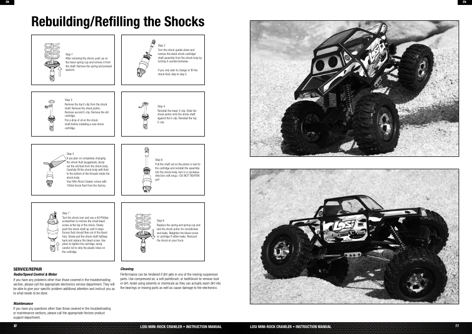 Rebuilding/refilling the shocks | Losi LOSB0222T3 Manual User Manual | Page 6 / 38