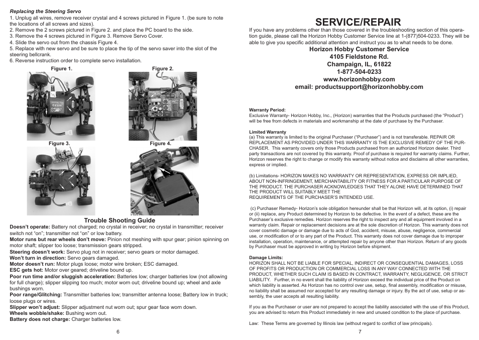 Service/repair | Losi LOSB0230T3 User Manual | Page 4 / 5