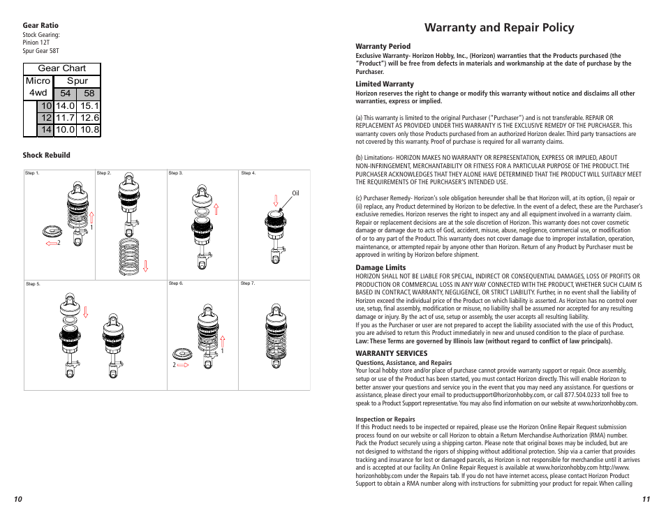 Warranty and repair policy | Losi LOSB0241 User Manual | Page 6 / 8