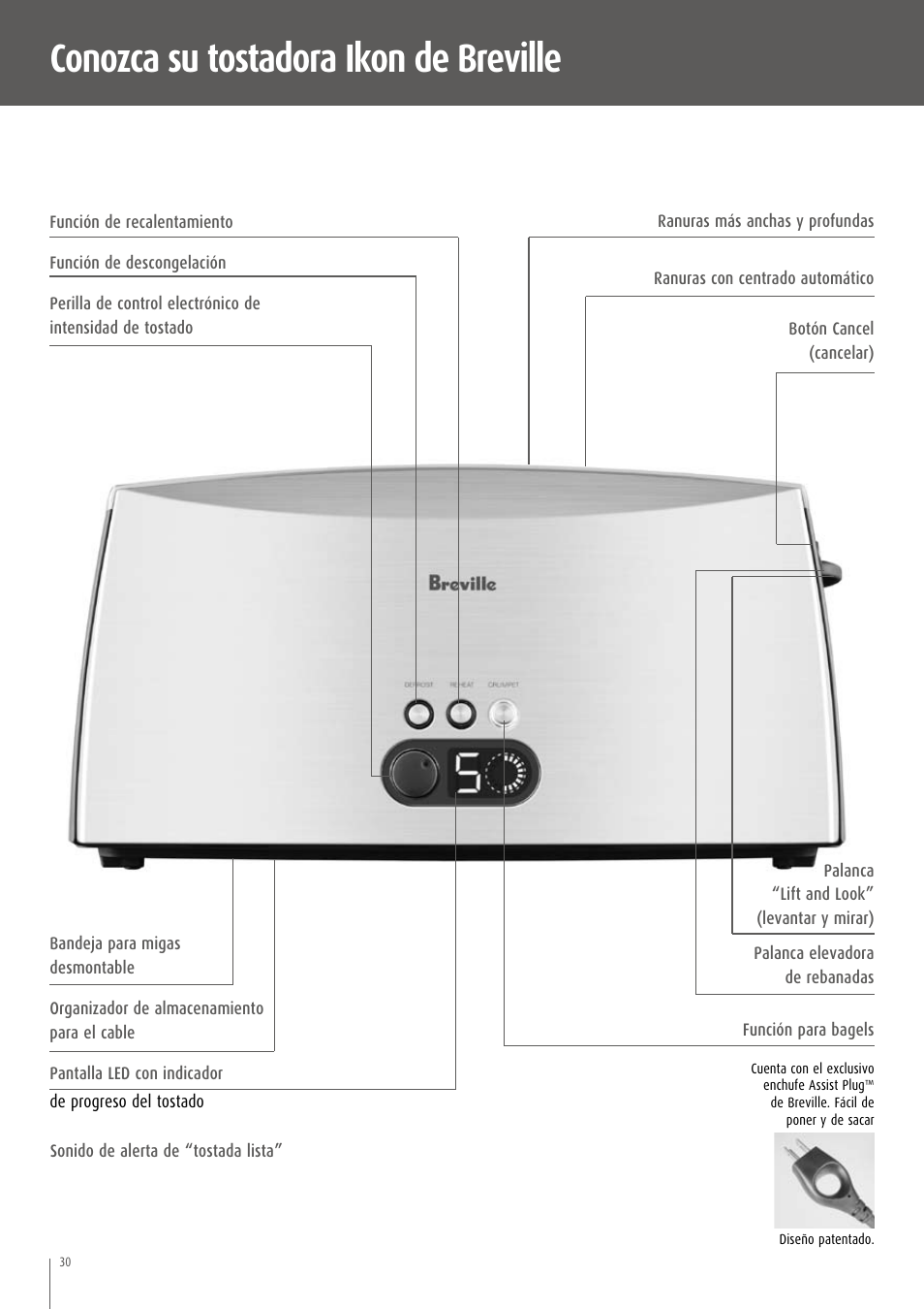 Conozca su tostadora ikon de breville | Breville CT75XL/A User Manual | Page 31 / 36