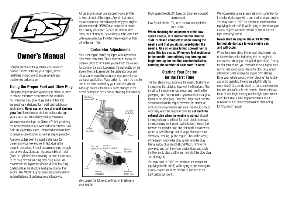 Losi LOSR1002 User Manual | 4 pages