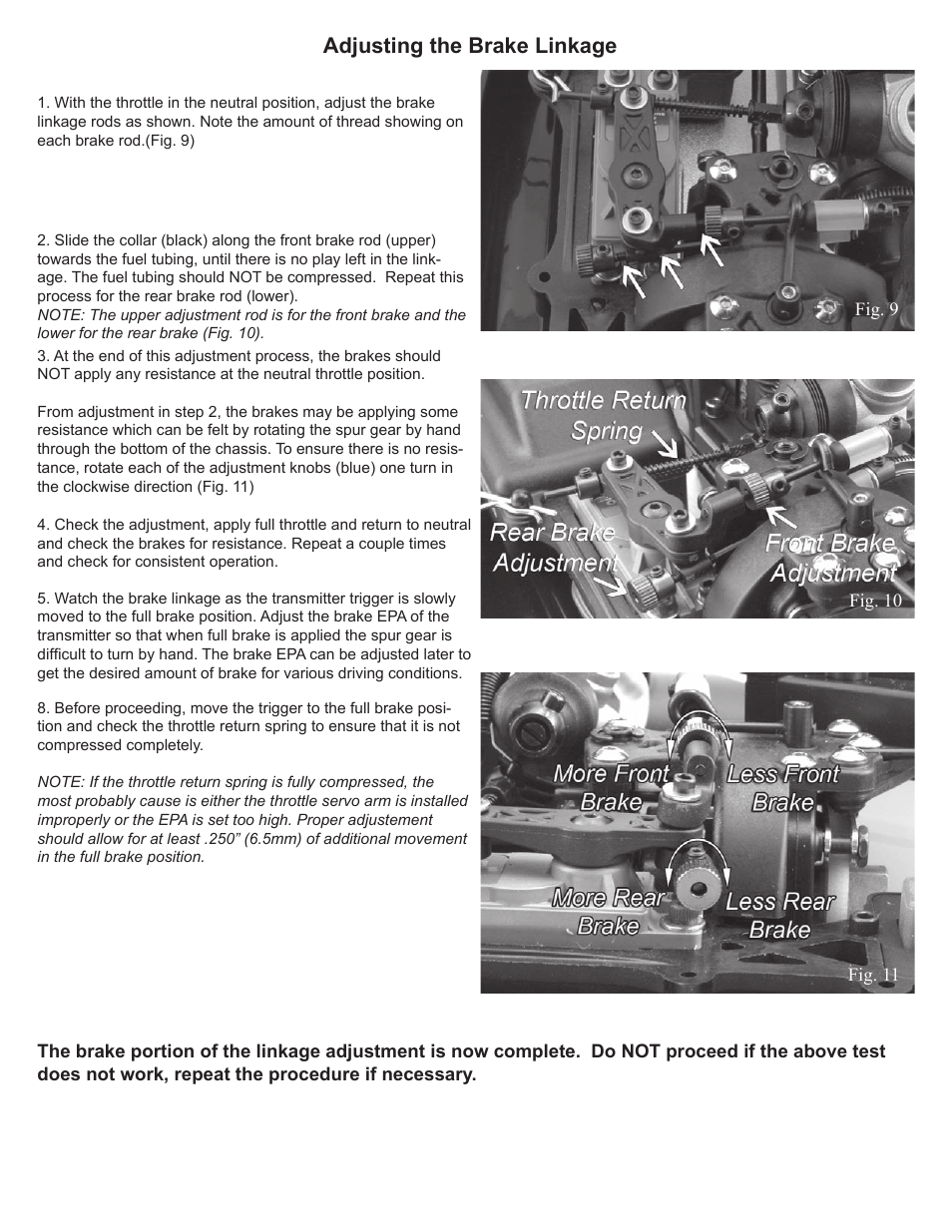 Adjusting the brake linkage | Losi LOSB0083 User Manual | Page 3 / 4