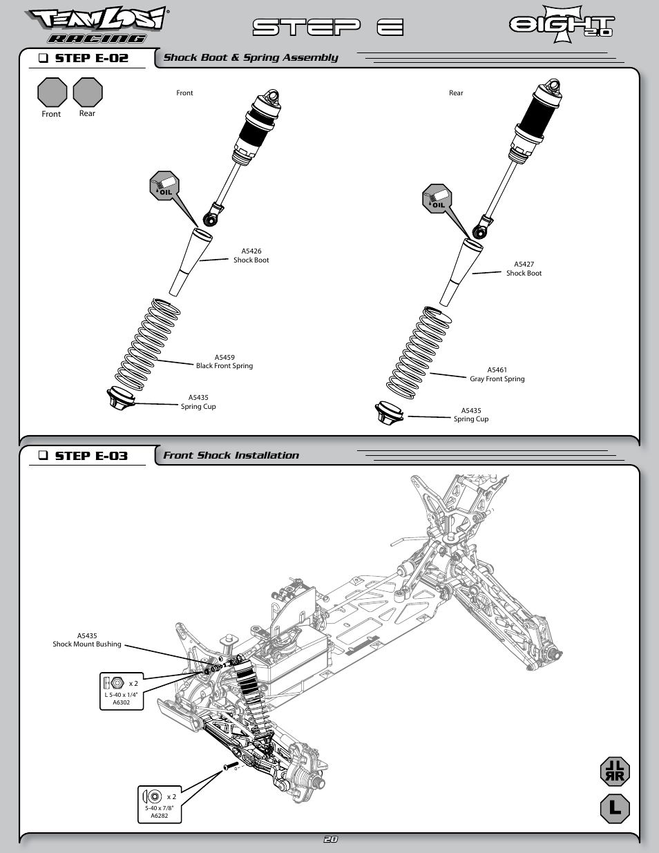 Step e, X2 x2, Step e-02 q | Step e-03 q | Losi LOSA0805 User Manual | Page 25 / 44