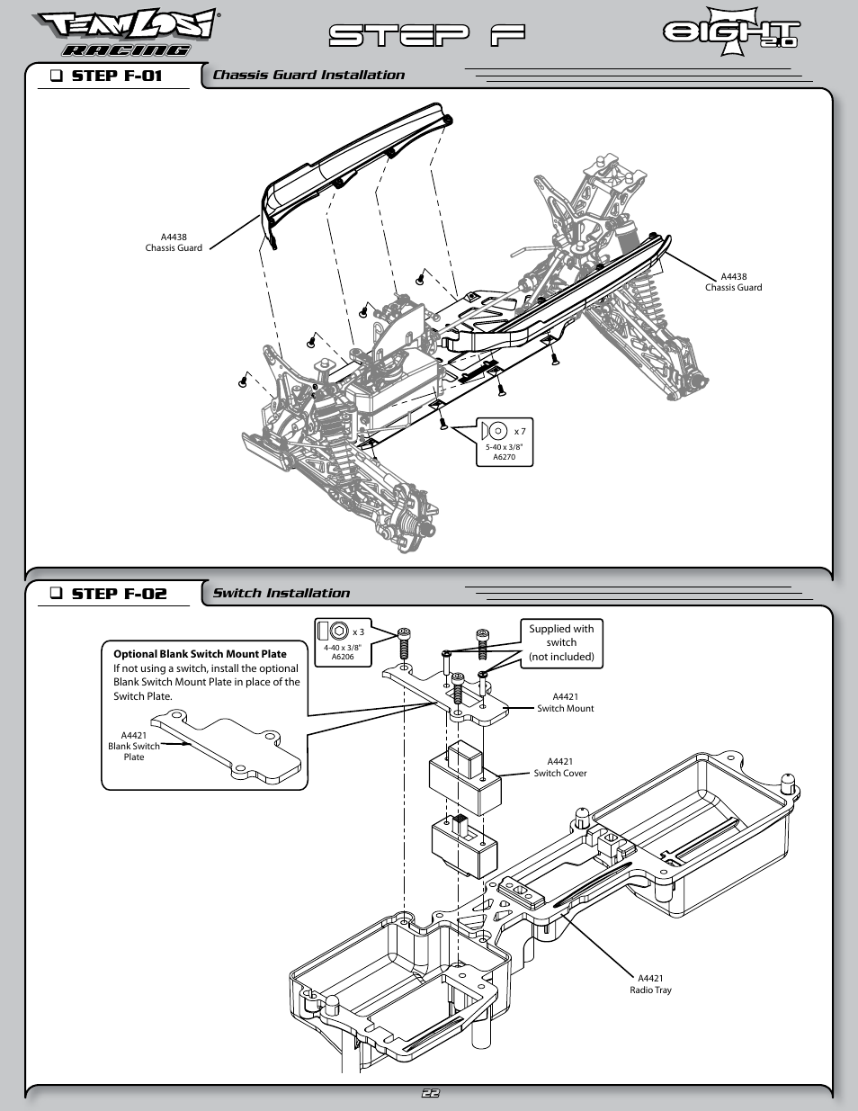 Step f, Step f-01 q, Step f-02 q | Losi LOSA0805 User Manual | Page 27 / 44