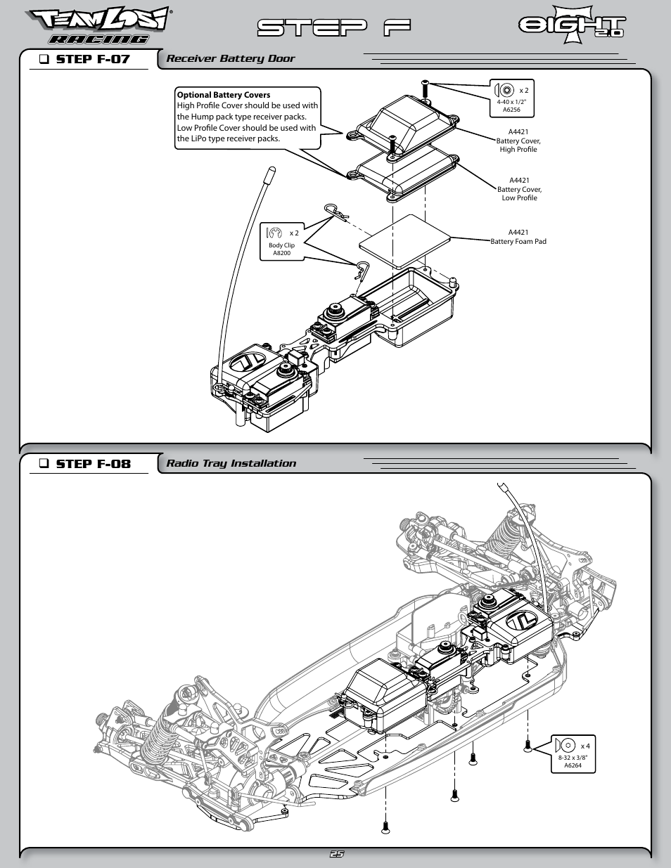 Step f, Step f-07 q, Step f-08 q | Losi LOSA0805 User Manual | Page 30 / 44