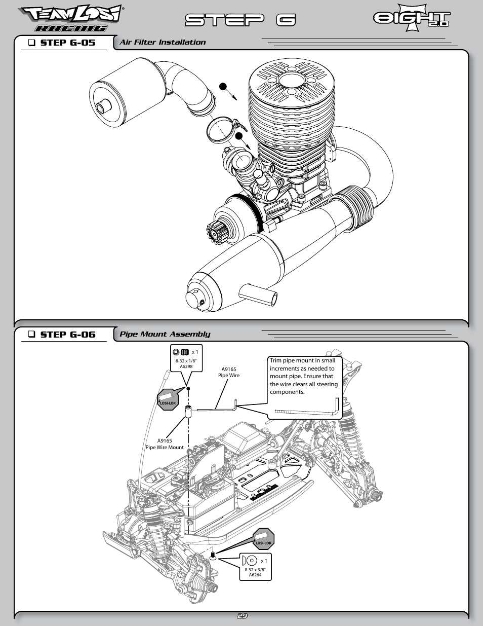 Step g, Step g-05 q, Step g-06 q | Losi LOSA0805 User Manual | Page 34 / 44