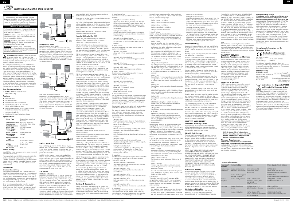 Losi LOSB9504 User Manual | 4 pages