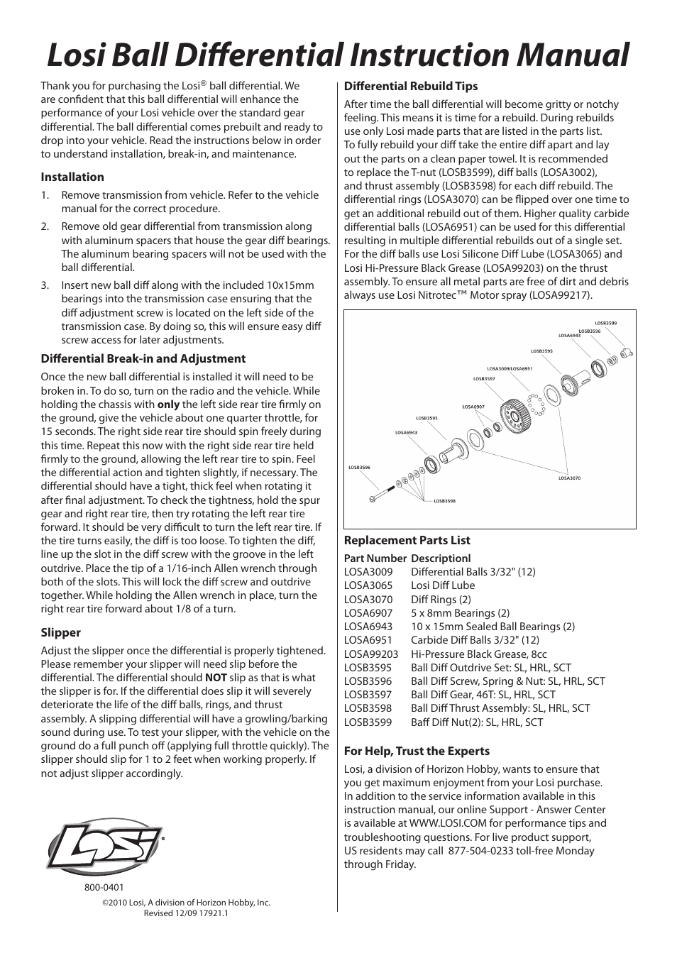 Losi LOSB3594 User Manual | 1 page