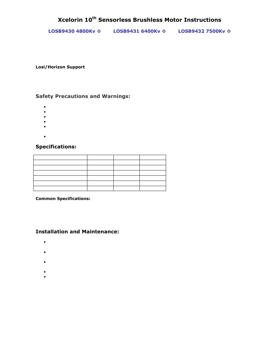 Losi LOSB9432 User Manual | 4 pages