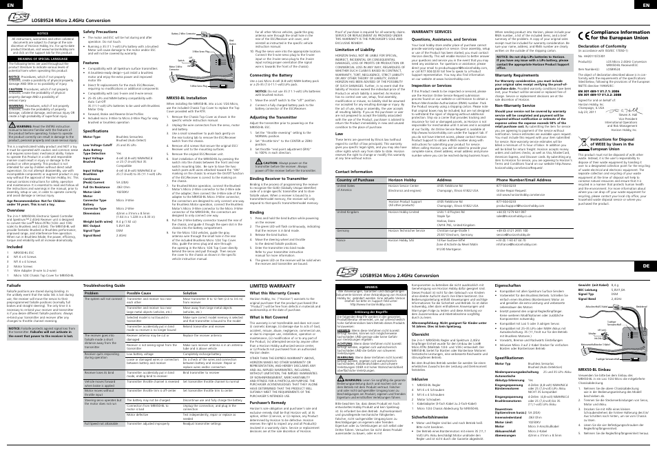 Losi LOSB9524 User Manual | 3 pages