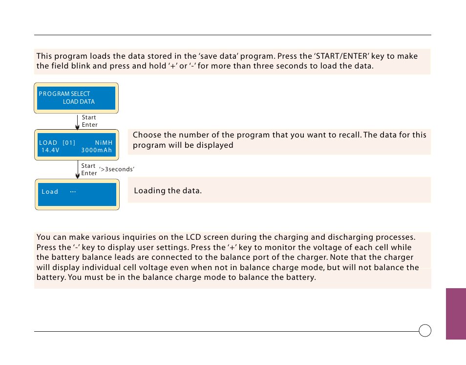 Various information in the program, Load data program | Losi LOSB9606 User Manual | Page 27 / 37
