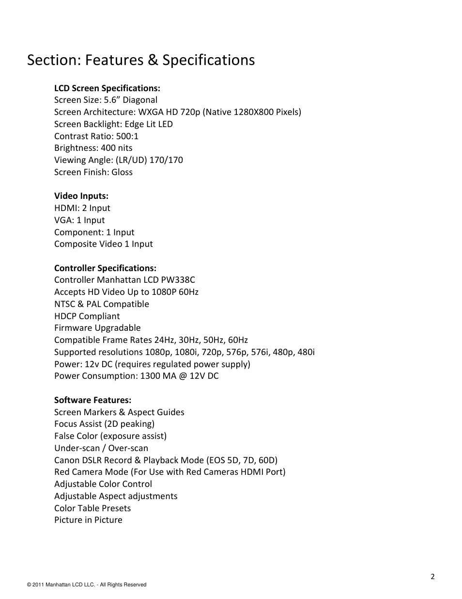 Manhattan LCD HD5 User Manual | Page 2 / 15