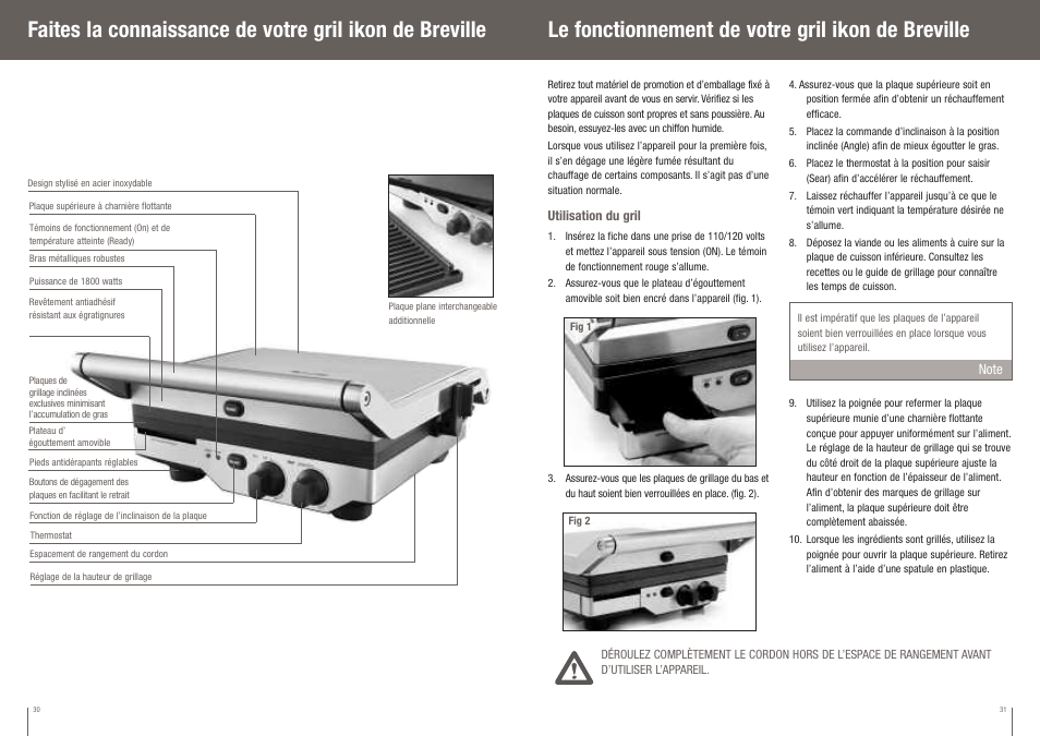 Le fonctionnement de votre gril ikon de breville | Breville BGR400XL User Manual | Page 16 / 36