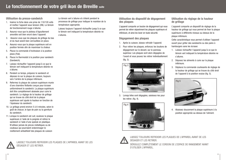 Le fonctionnement de votre gril ikon de breville | Breville BGR400XL User Manual | Page 17 / 36