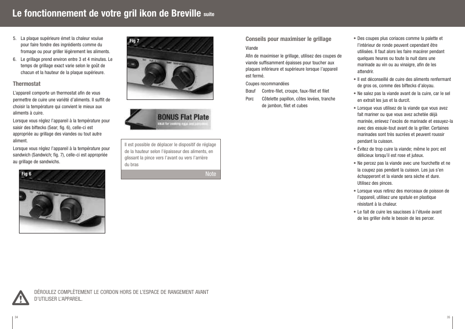 Le fonctionnement de votre gril ikon de breville | Breville BGR400XL User Manual | Page 18 / 36