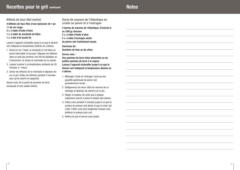 Recettes pour le gril | Breville BGR400XL User Manual | Page 24 / 36