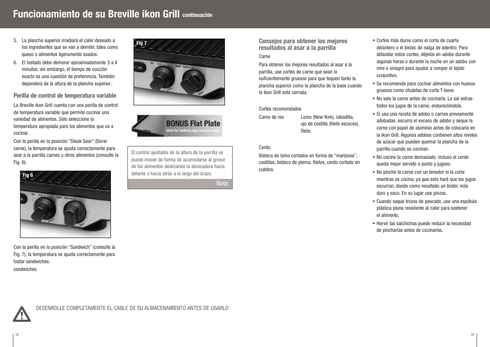 Funcionamiento de su breville ikon grill | Breville BGR400XL User Manual | Page 30 / 36