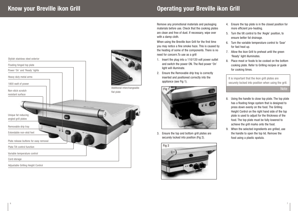 Operating your breville ikon grill, Know your breville ikon grill | Breville BGR400XL User Manual | Page 4 / 36