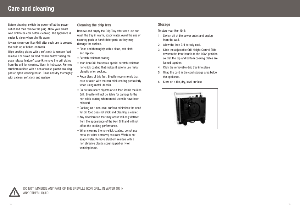 Care and cleaning | Breville BGR400XL User Manual | Page 8 / 36