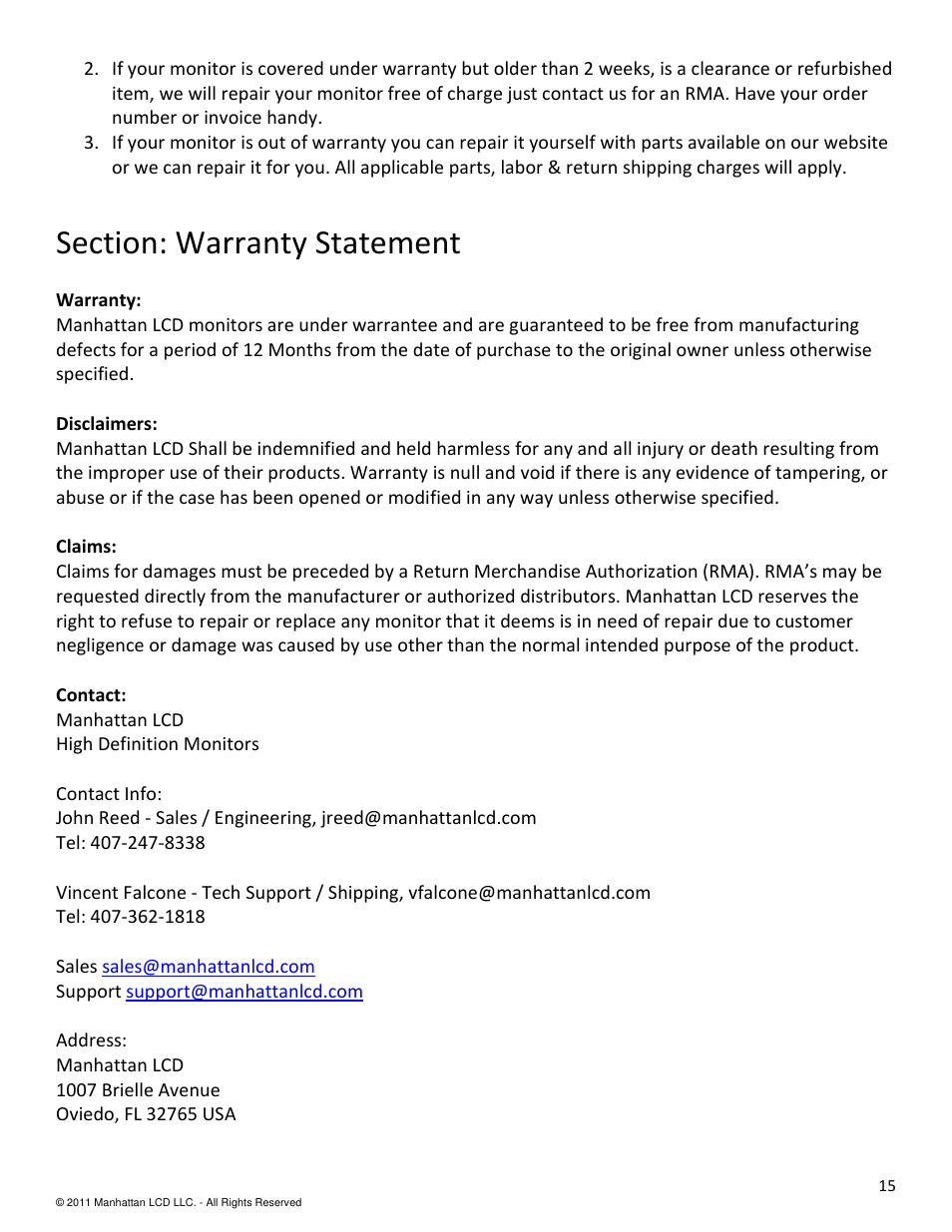 Manhattan LCD HD071A2 User Manual | Page 15 / 15