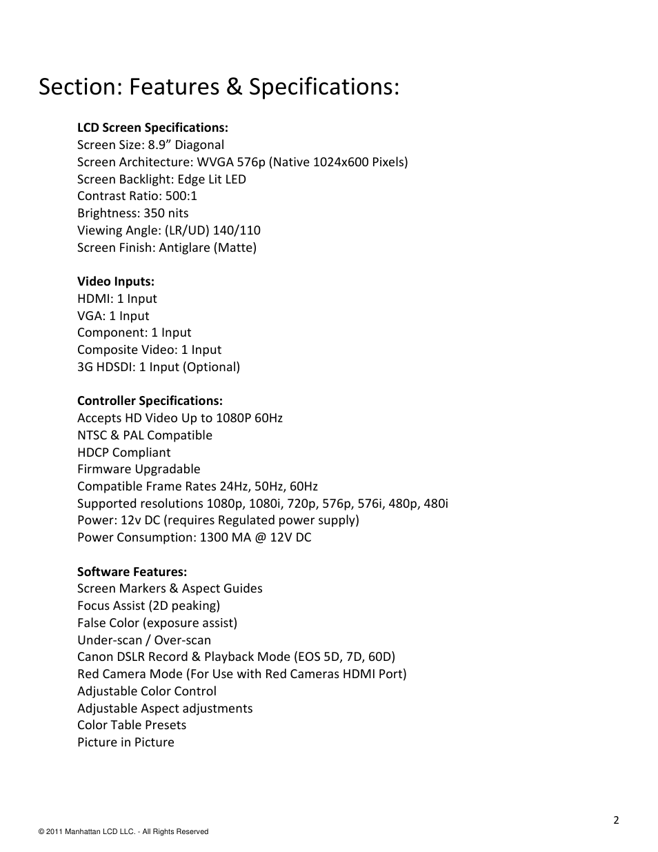 Manhattan LCD HD089B2 User Manual | Page 2 / 15