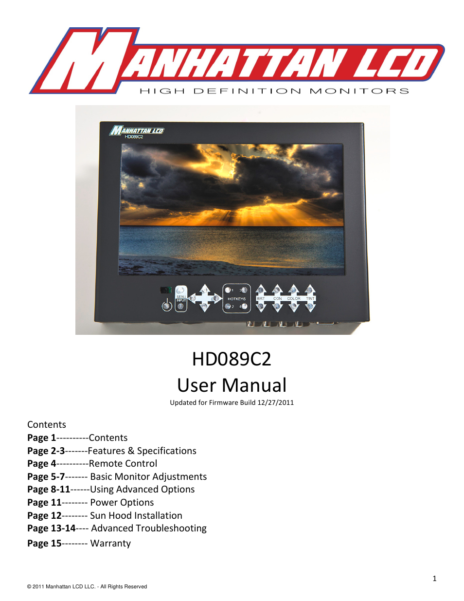 Manhattan LCD HD089C2 User Manual | 15 pages