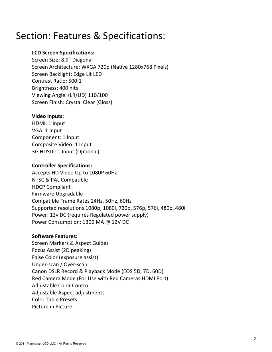 Manhattan LCD HD089C2 User Manual | Page 2 / 15