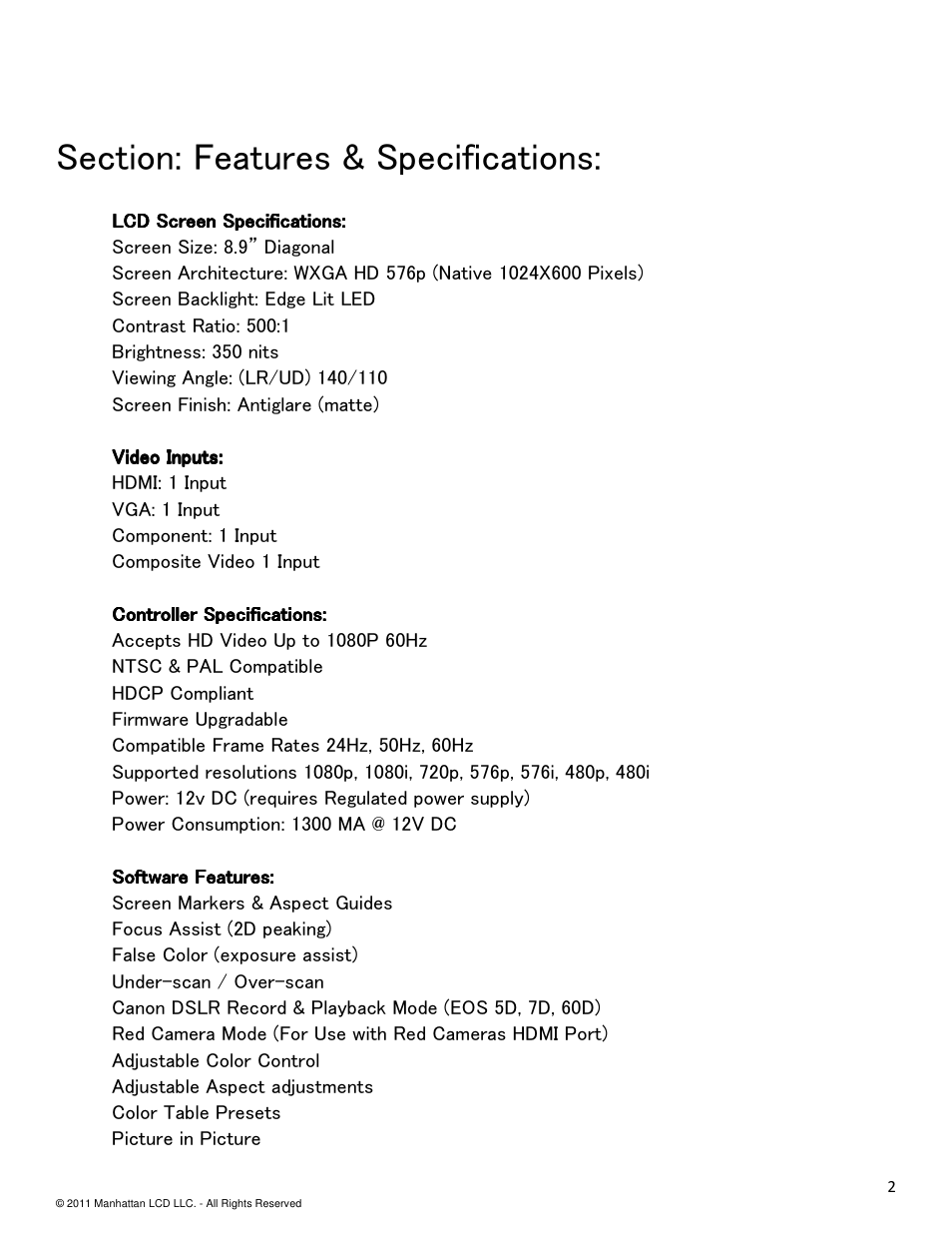 Manhattan LCD HD089B&C Version 1 User Manual | Page 2 / 14