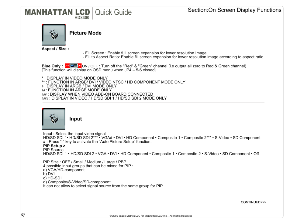 Manhattan lcd, Quick guide | Manhattan LCD HD84XX User Manual | Page 7 / 12