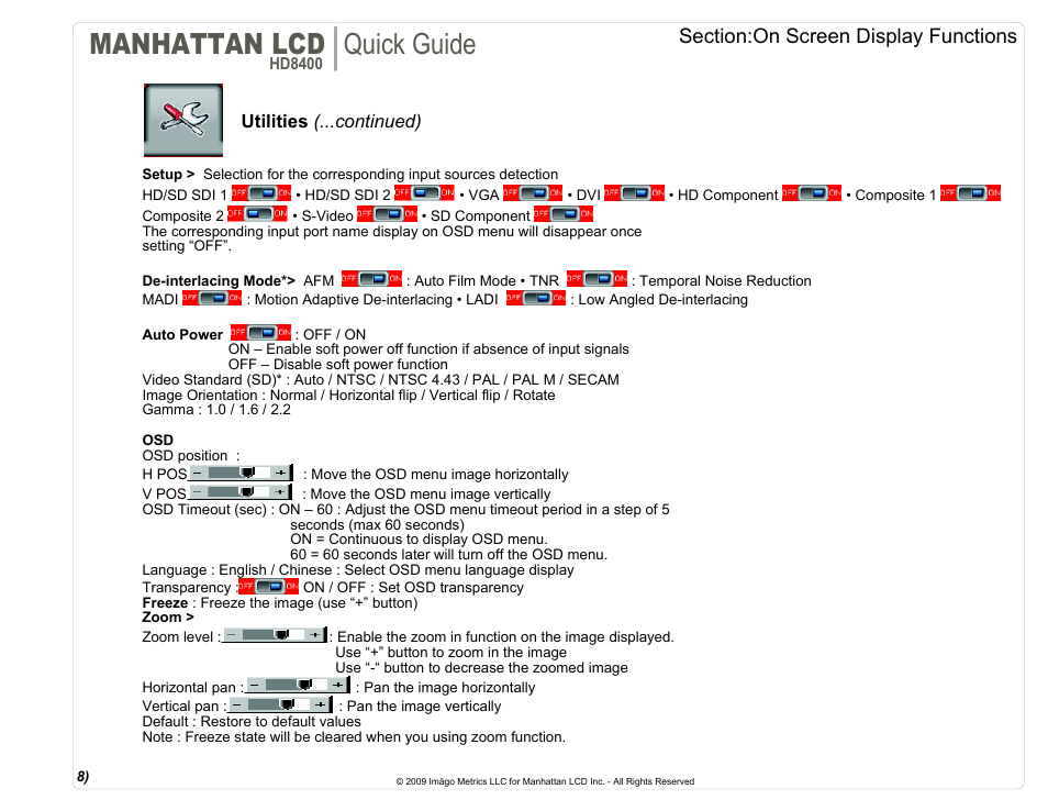 Manhattan lcd, Quick guide | Manhattan LCD HD84XX User Manual | Page 9 / 12