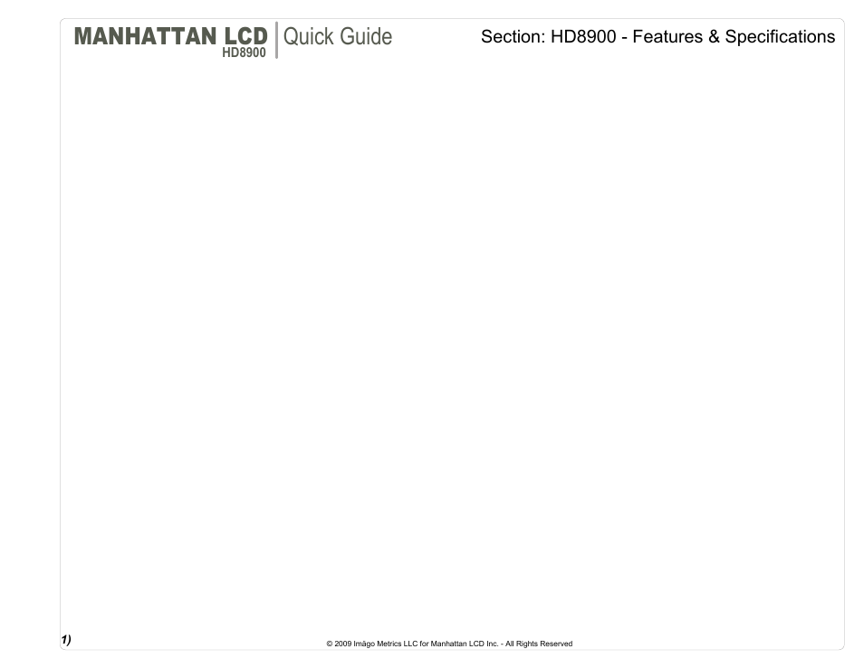 Manhattan lcd, Quick guide | Manhattan LCD HD89XX User Manual | Page 2 / 12