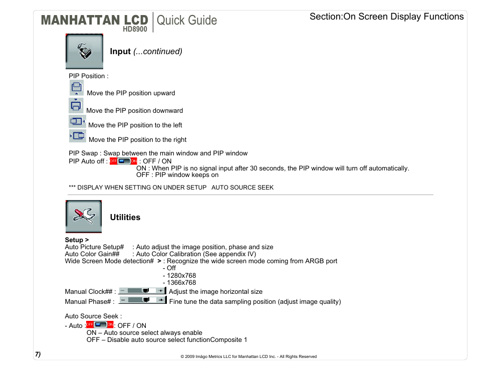 Manhattan lcd, Quick guide | Manhattan LCD HD89XX User Manual | Page 8 / 12