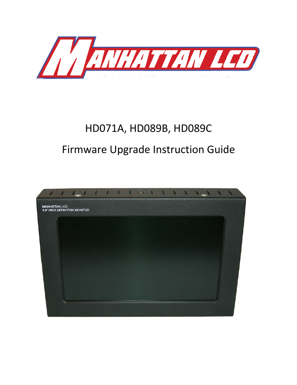 Manhattan LCD HD089C Firmware Upgrade Instructions User Manual | 8 pages