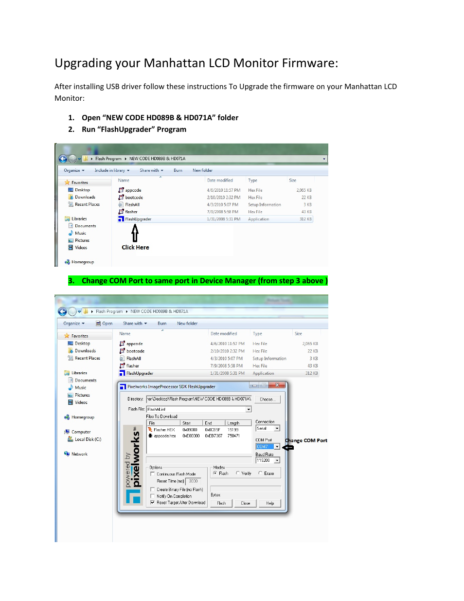 Upgrading your manhattan lcd monitor firmware | Manhattan LCD HD089C Firmware Upgrade Instructions User Manual | Page 3 / 8