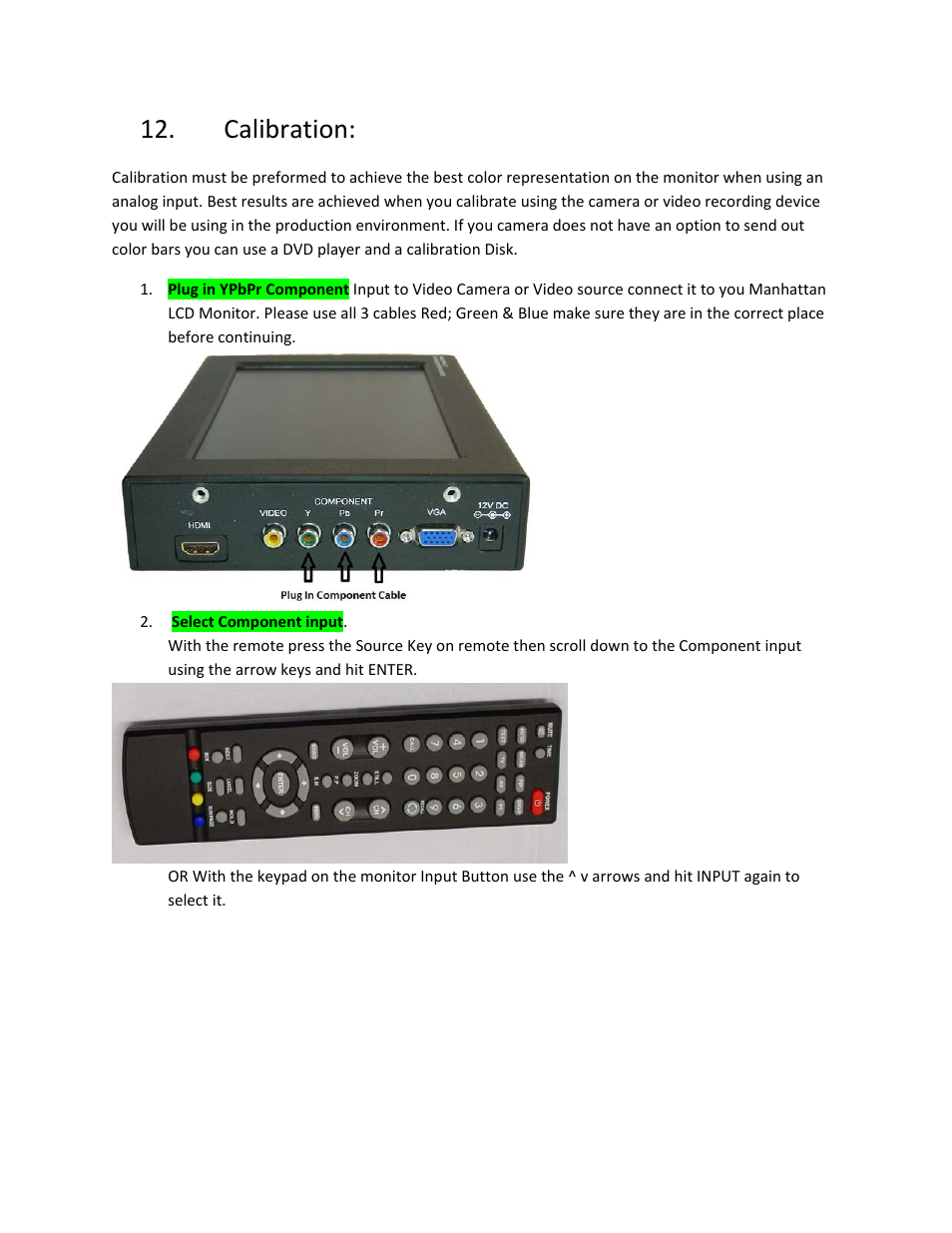 Calibration | Manhattan LCD HD089C Firmware Upgrade Instructions User Manual | Page 6 / 8