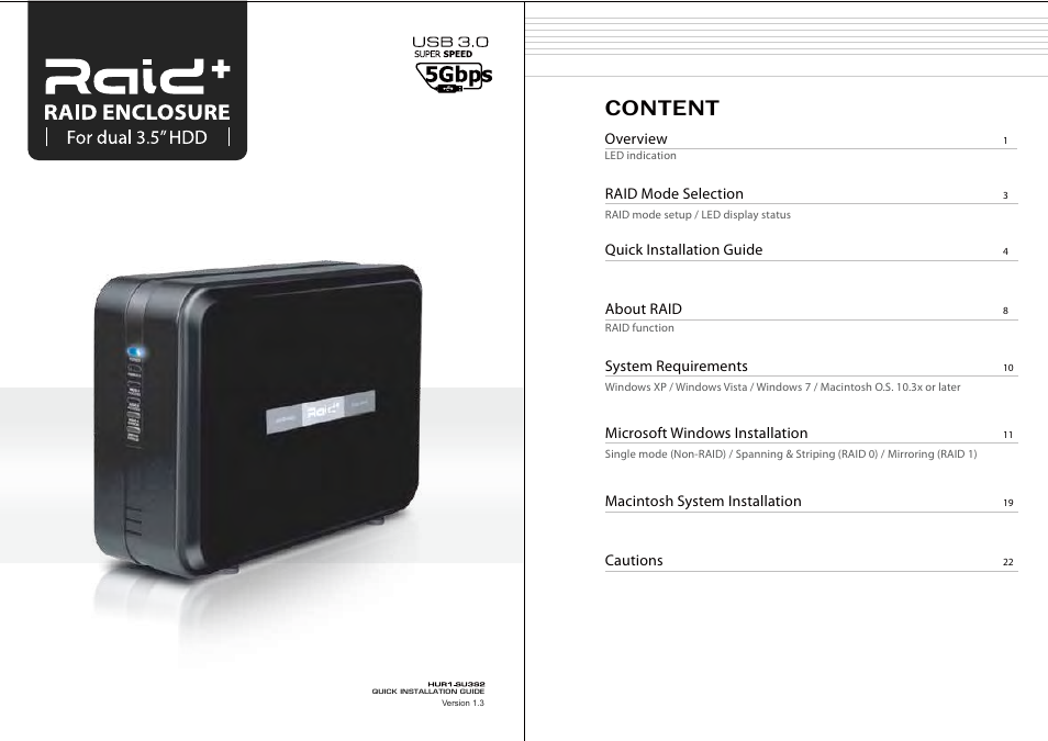 Mediasonic HUR1-SU3S2 User Manual | 12 pages