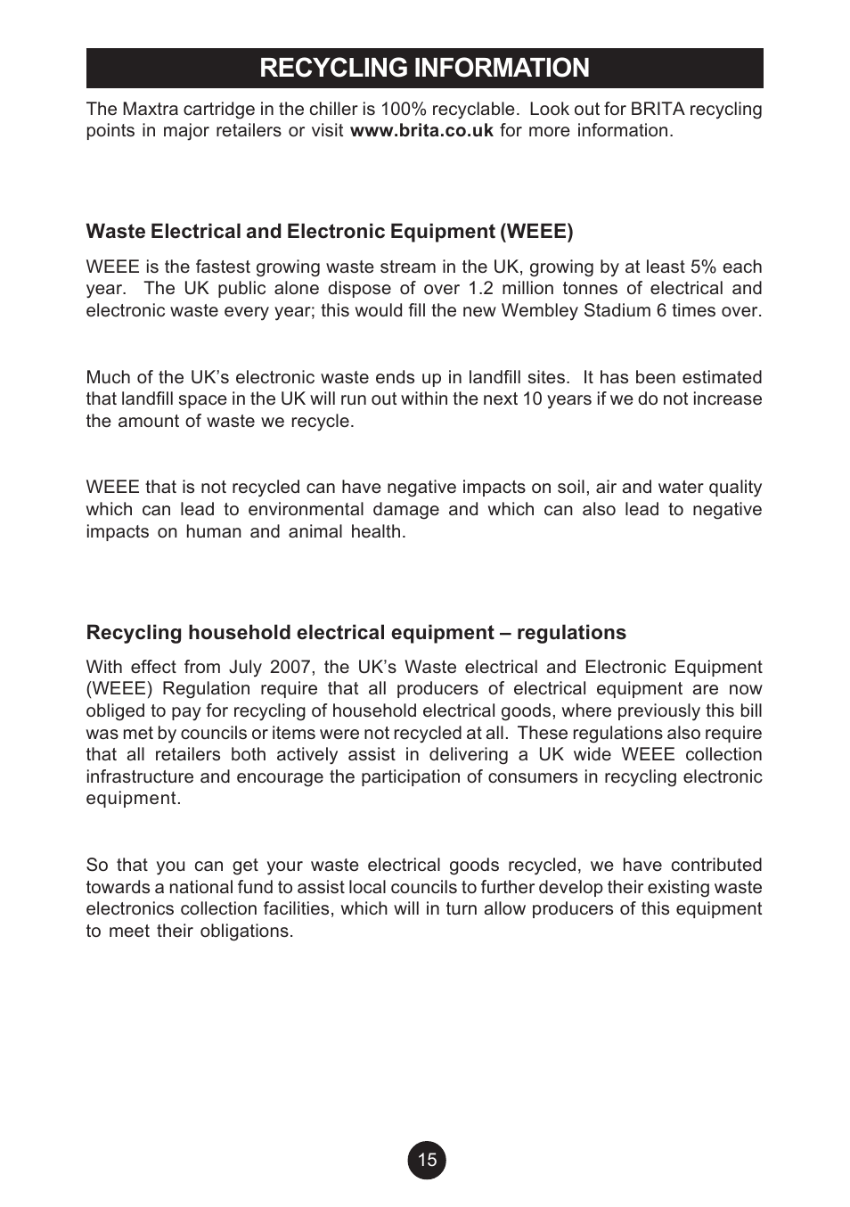 Recycling information | Breville AF6 User Manual | Page 15 / 20