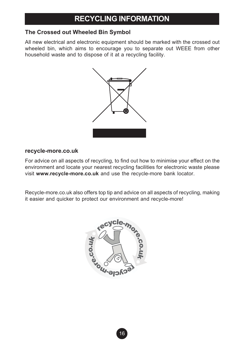 Recycling information | Breville AF6 User Manual | Page 16 / 20