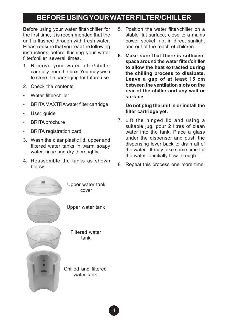 Before using your water filter/chiller | Breville AF6 User Manual | Page 4 / 20