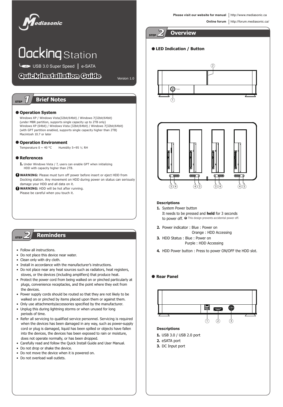 Mediasonic HFD1-SU3S2 User Manual | 4 pages