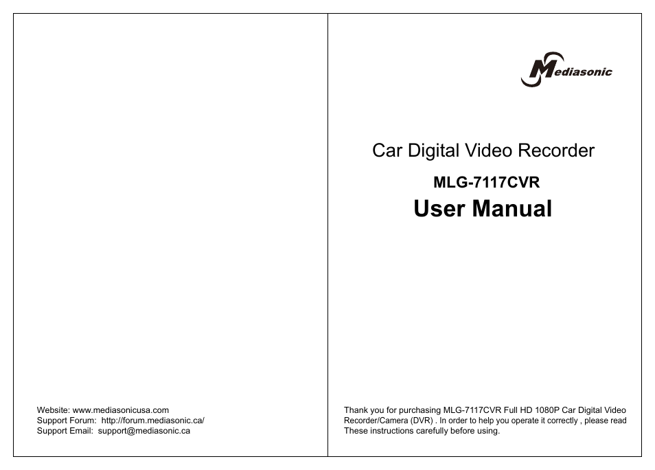 Mediasonic MLG-7117CVR User Manual | 6 pages
