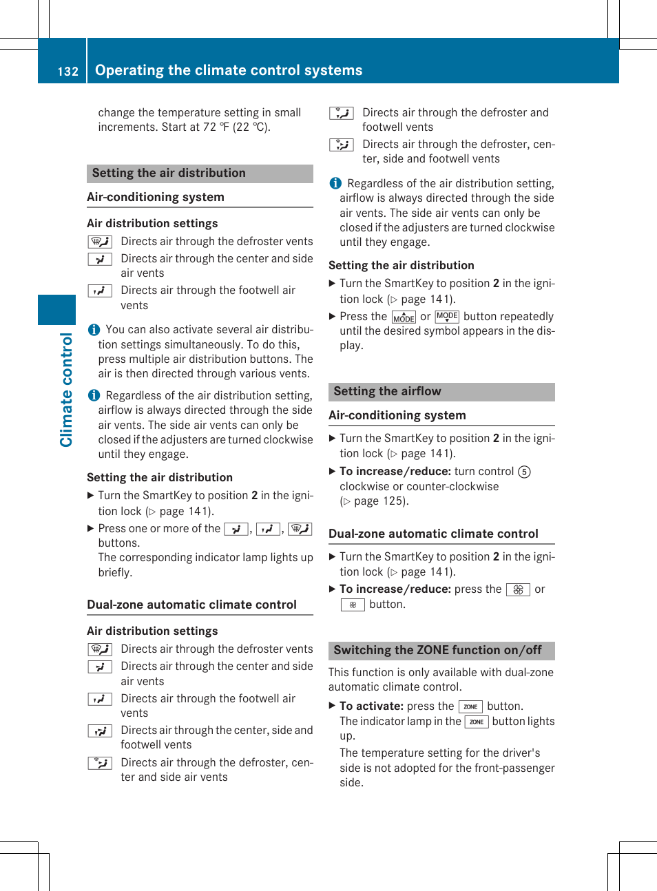 Climate control, Operating the climate control systems | Mercedes-Benz CLA-Class 2015 User Manual | Page 134 / 362