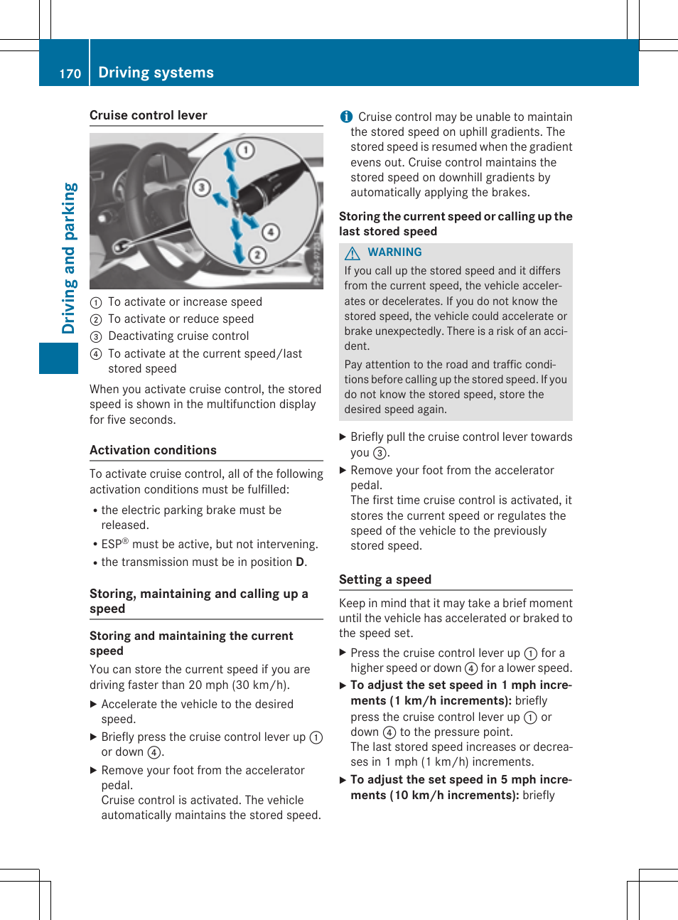 Driv ing and pa rk ing, Driving systems | Mercedes-Benz CLA-Class 2015 User Manual | Page 172 / 362