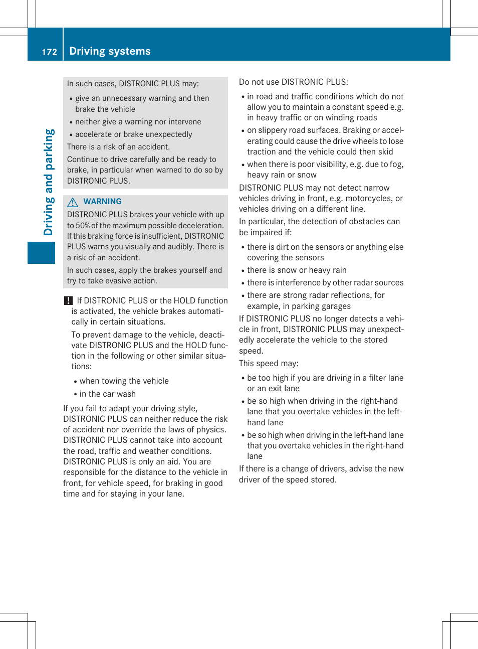 Driving and parking, Driving systems | Mercedes-Benz CLA-Class 2015 User Manual | Page 174 / 362