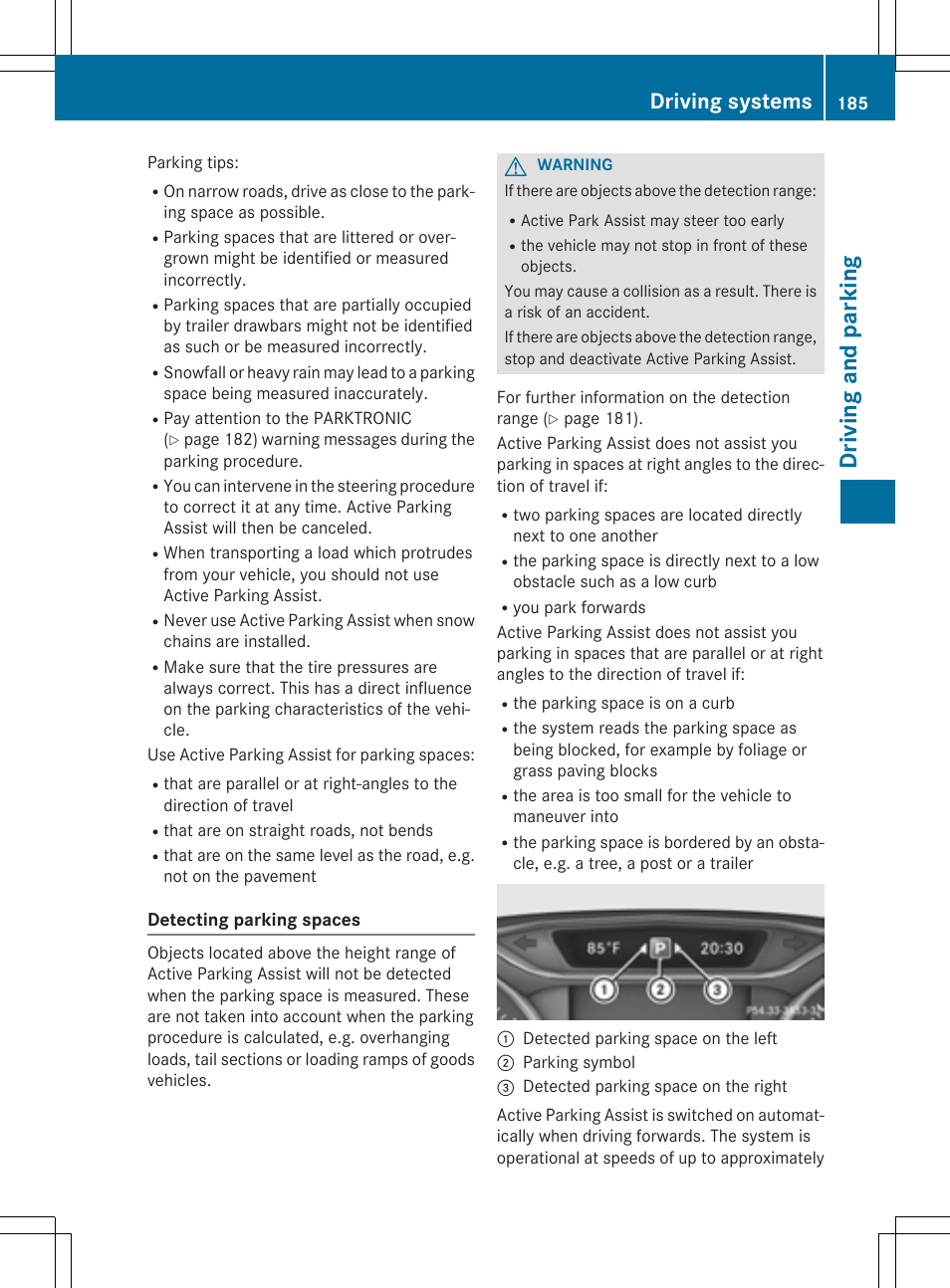 Driving and parking, Driving systems | Mercedes-Benz CLA-Class 2015 User Manual | Page 187 / 362