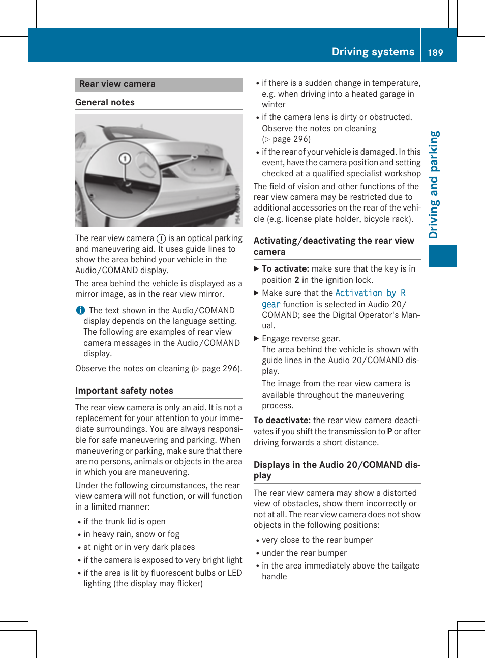 Dri vi ng and parkin g, Driving systems | Mercedes-Benz CLA-Class 2015 User Manual | Page 191 / 362