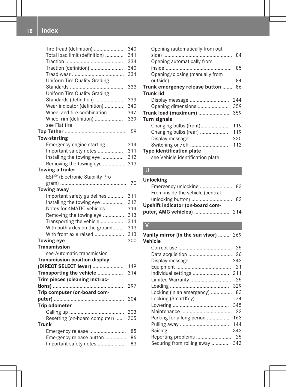Index | Mercedes-Benz CLA-Class 2015 User Manual | Page 20 / 362